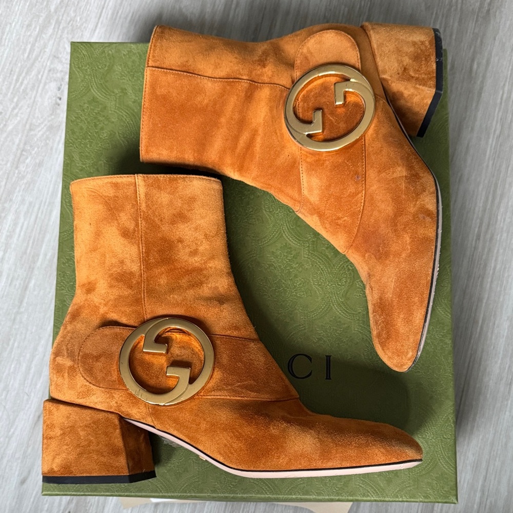 Gucci Women's Blondie Suede Ankle Boots